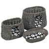 vidaXL 3 Piece Cat Basket Set with Cushions Grey 18.5x13.4x23.6" Natural Willow