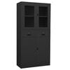 vidaXL Office Cabinet Anthracite Steel and tempered glass Large