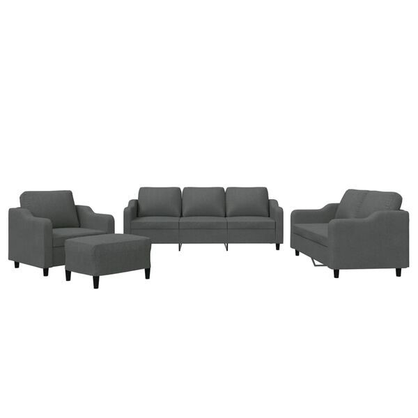 vidaXL Sofa Set Dark Grey Polyester, Metal, Textilene, Plywood Large
