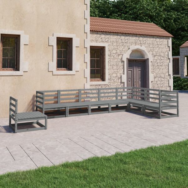 vidaXL Garden Lounge Set Grey Solid Pinewood Medium Modular