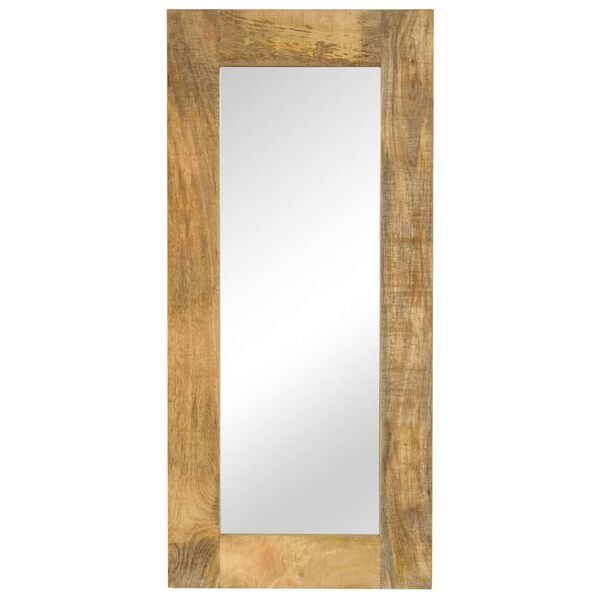vidaXL Mirror Brown Solid mango wood, glass 19.7 x 43.3 in