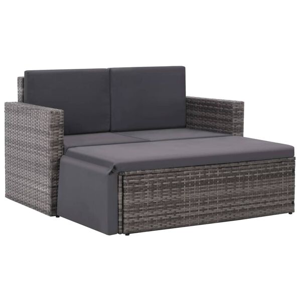 vidaXL Rattan Sofa Set Grey and Dark Grey Poly Rattan and Polyester Medium