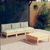 vidaXL Garden Lounge Set Cream Solid Pinewood, Fabric (100% Polyester)
