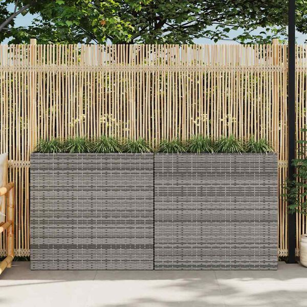 vidaXL Raised Bed Grey Poly rattan Medium Garden Planter Rectangular