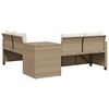 vidaXL Patio Sofa with Table and Cushions L-Shaped Beige Poly Rattan