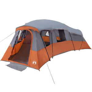 vidaXL Family Tent Grey and Orange 762 x 655 x 218 cm Taffeta