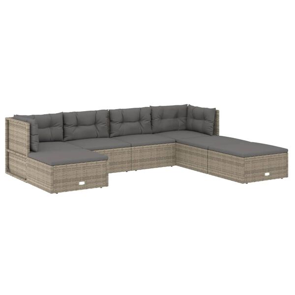 vidaXL Garden Lounge Set Gray PE Rattan, Powder-Coated Steel Large