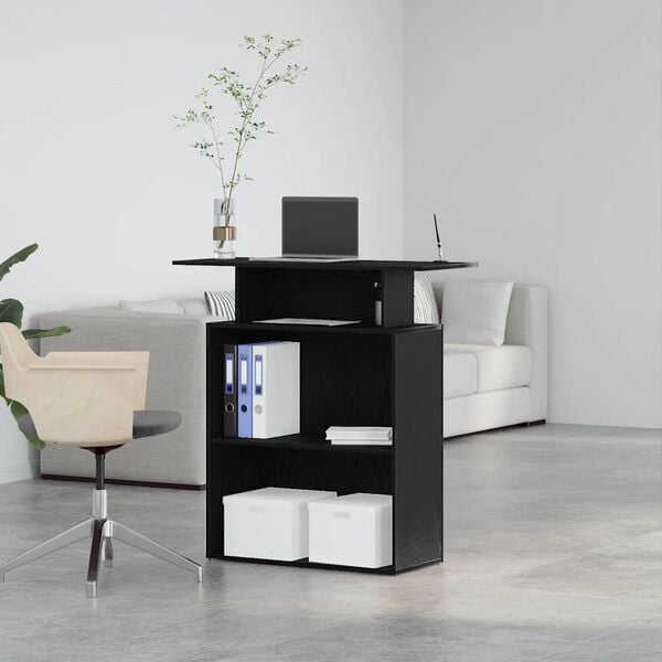 vidaXL Reception Desk Black Engineered wood 39.4 in x 15.7 in x 40.9 in