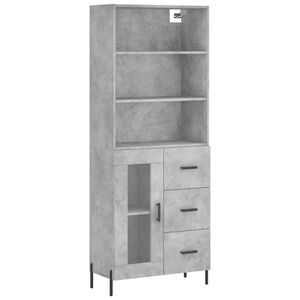 vidaXL Highboard Concrete Grey Engineered Wood and Iron Large Highboard