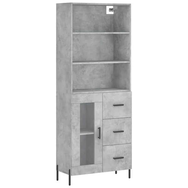 vidaXL Highboard Concrete Grey Engineered Wood and Iron Large Highboard