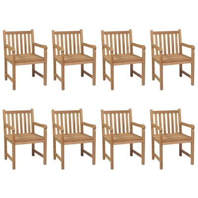 vidaXL Patio Chairs 8 pcs with Blue Cushions Solid Teak Wood