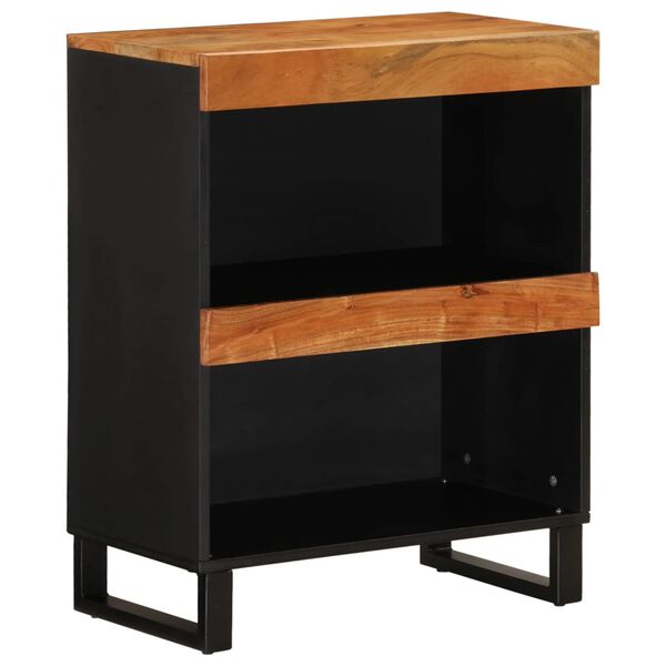 vidaXL Side Cabinet Natural and black Solid acacia wood and iron Medium