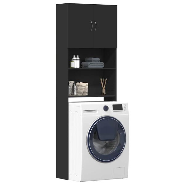 vidaXL Washing Machine Cabinet Black 25.2x9.4x74.8" Engineered Wood