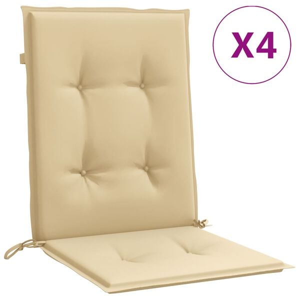 vidaXL Lowback Chair Cushion Set of 4 Melange Beige 100% Polyester
