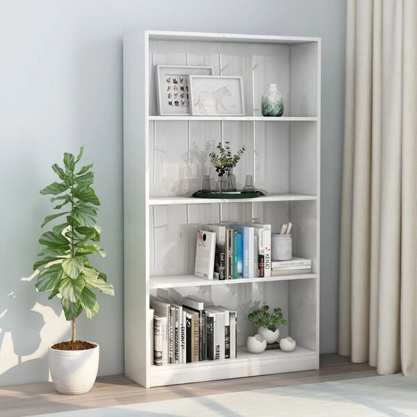 vidaXL Book Cabinet High gloss white Engineered wood Medium Book Cabinet
