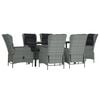 vidaXL Garden Dining Set Light Grey Poly Rattan 7 Piece Set
