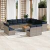 vidaXL 14 Piece Patio Sofa Set with Cushions Gray Poly Rattan