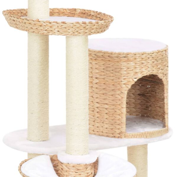 vidaXL Cat Tree Natural Seagrass, Soft plush, Sisal rope Large Cat Tree