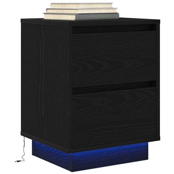 vidaXL Bedside Cabinet Black Engineered wood 15.0 x 13.4 x 19.7 in