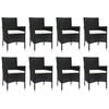 vidaXL 9 Piece Patio Dining Set with Cushions Black Poly Rattan