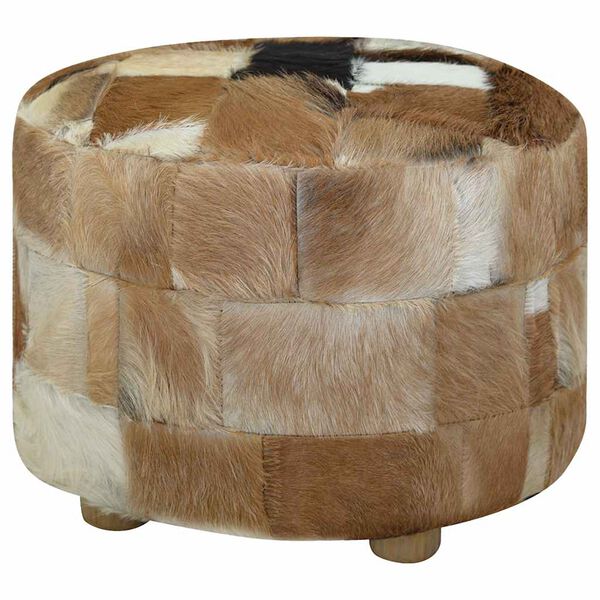 vidaXL Pouffe Multicolor Genuine goat leather upholstery Medium Sturdy