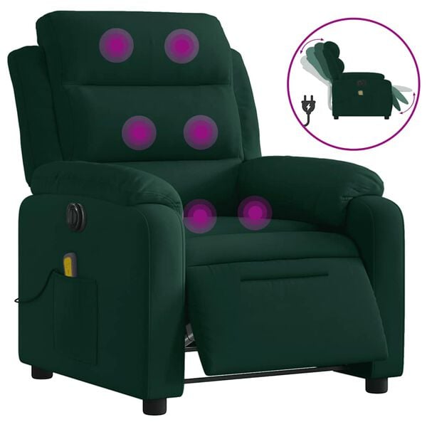 vidaXL Electric Massage Recliner Chair Dark Green