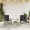 vidaXL Garden Chair Set of 2 Grey PE rattan, powder-coated steel