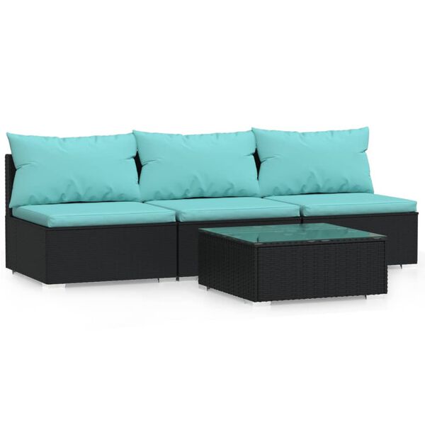 vidaXL Garden Lounge Set Black PE rattan Large Modular