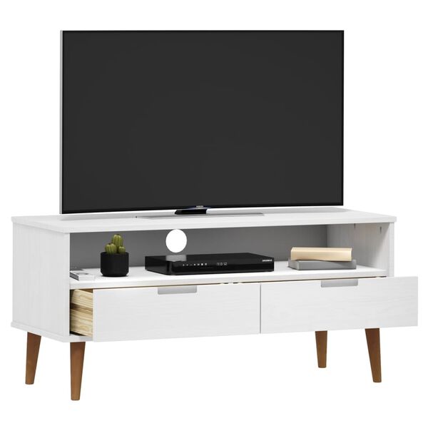 vidaXL TV Cabinet White Solid pine wood, engineered wood TV Cabinet