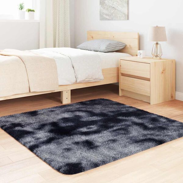 vidaXL Shaggy Rug Dark Grey 100% Polyester 47.2 x 47.2 in Foldable