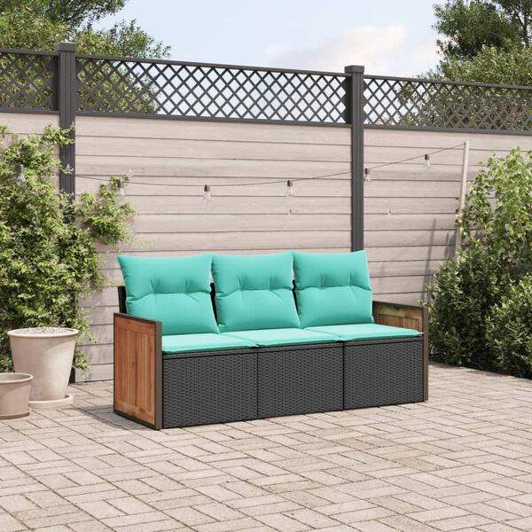 vidaXL Patio Sofa Set Black, Blue