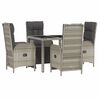 vidaXL Garden Dining Set Grey PE rattan, powder-coated steel, tempered glass