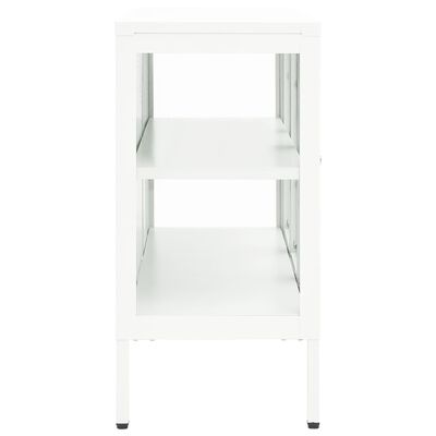 vidaXL Sideboard White 41.3"x13.8"x27.6" Steel and Glass