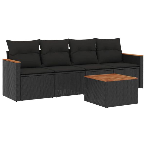 vidaXL Garden Sofa Set Black
