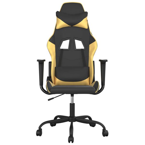 vidaXL Gaming Chair Black and Gold Faux Leather, Metal, Plywood Large