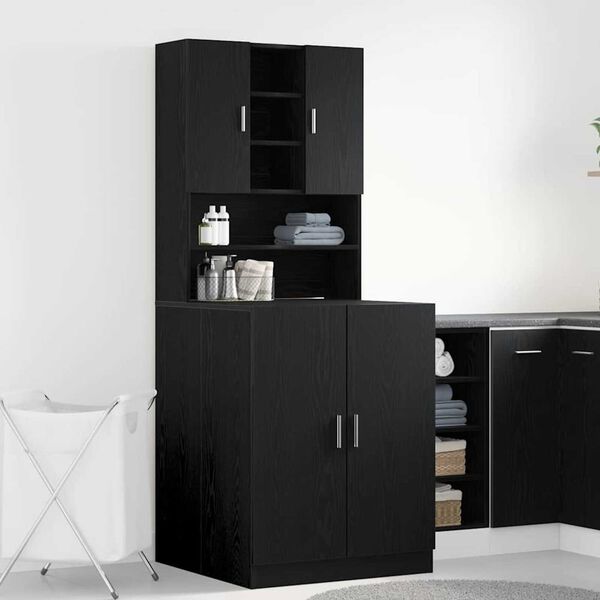 vidaXL Washing Machine Cabinet 2 pcs Black Oak