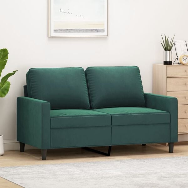 vidaXL 2-seater Sofa Dark green Velvet (100% polyester), metal, textilene