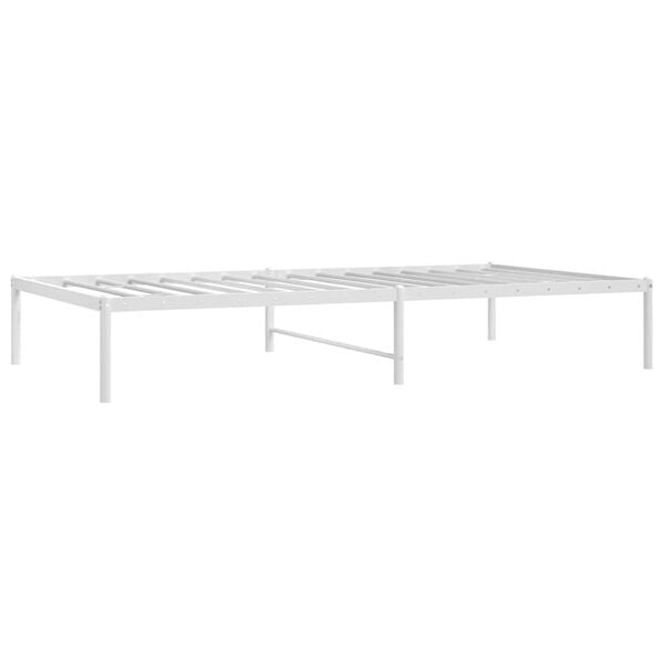 vidaXL Bed Frame White Steel, Powder-Coated Steel Single Bed Frame