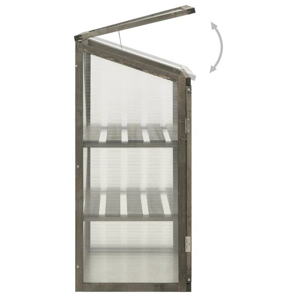 vidaXL Greenhouse Grey Solid Firwood, PC board 23.6x17.7x39.4 in