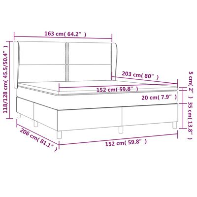 vidaXL Box Spring Bed with Mattress Light Gray Queen Fabric