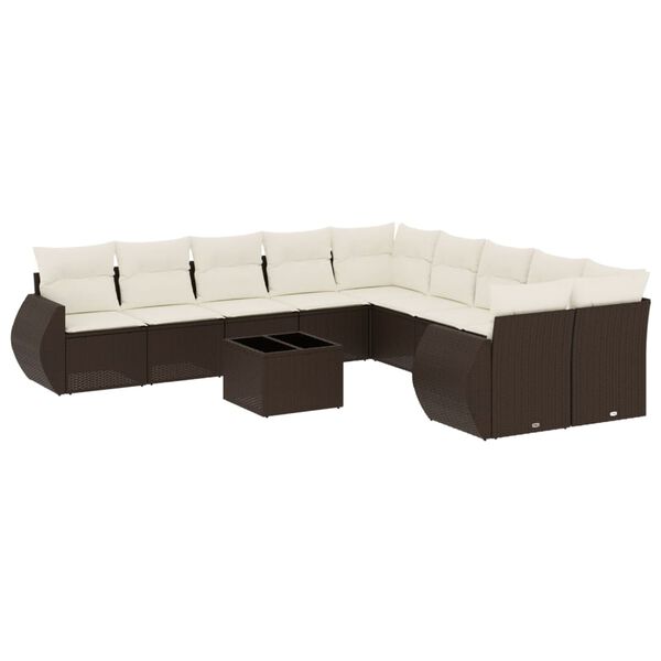 vidaXL Garden Sofa Set Brown and Cream