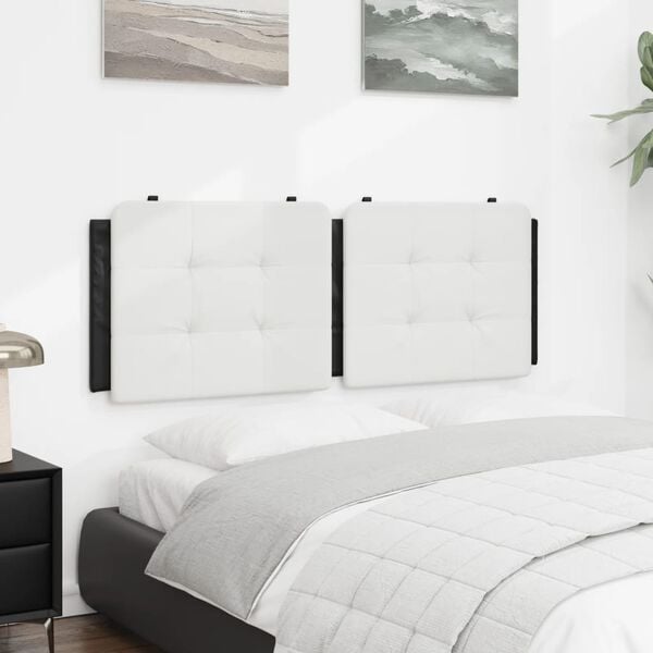 vidaXL Headboard Cushion Black and White Faux Leather, Foam Double