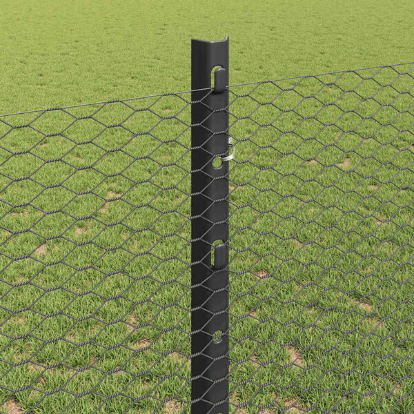 vidaXL Fence and Post Grey 3.94 x 32.81 ft Steel