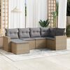 vidaXL Garden Sofa Set Beige PE Rattan, Powder-Coated Steel Large
