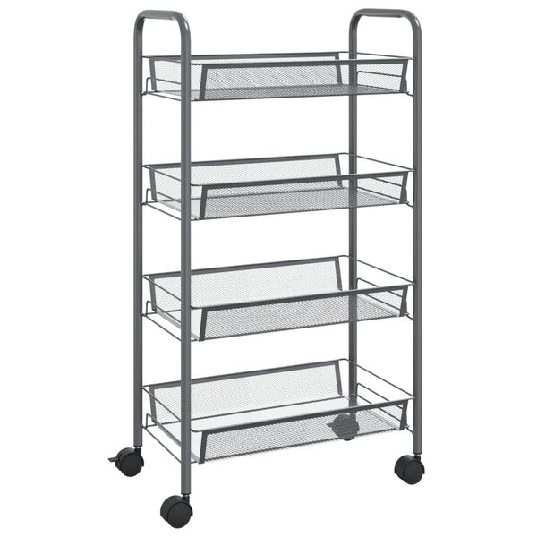 vidaXL 4-Tier Kitchen Trolley Gray 18.1"x10.2"x33.5" Iron