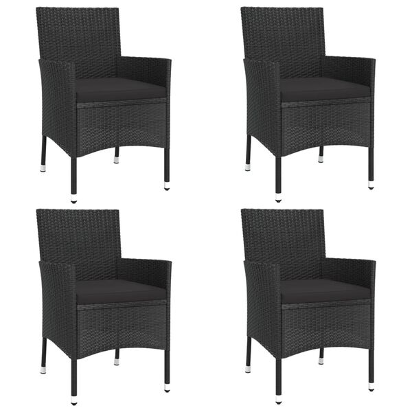 vidaXL Patio Dining Set Set of 4 Black