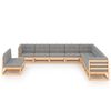 vidaXL Garden Lounge Set Natural wood, Grey cushions