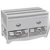 vidaXL White Storage & Entryway Bench with Cushion Top 2 Drawer 2 Basket