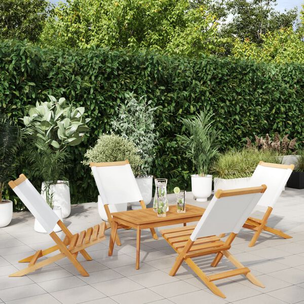 vidaXL Garden Chair Set of 4 Cream White