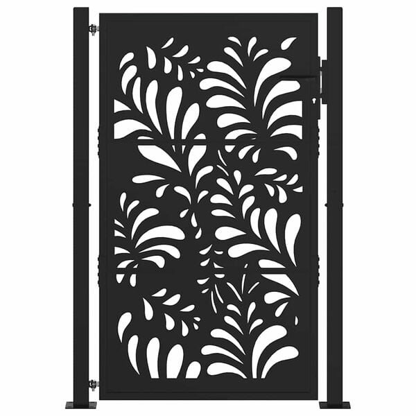 vidaXL Garden Gate Black 39.4x59.1" Steel Wave  Design